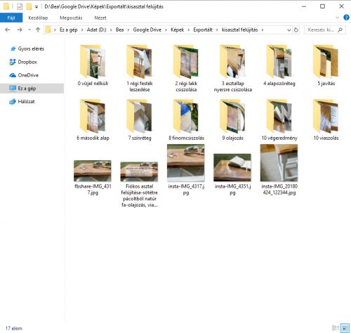 Az exportált képeket Google Drive-on belül számozott mappákba teszem