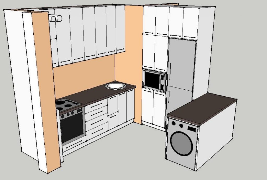 A sütő és a mosogató nem került ennyire szélre (Kincsem bútor terve)